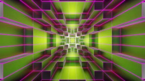 Videohive - Lime And Pink Neon Glowing Sci-Fi Spiraled Room Background Vj Loop In HD - 48317831 - 48317831