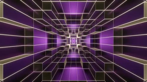 Videohive - Purple And Light Yellow Neon Glowing Sci-Fi Spiraled Room Background Vj Loop In HD - 48317832 - 48317832