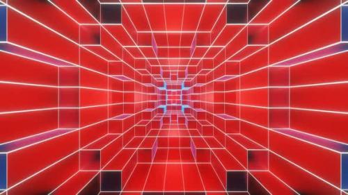 Videohive - Red And White And Blue Neon Glowing Sci-Fi Spiraled Room Background Vj Loop In HD - 48317833 - 48317833