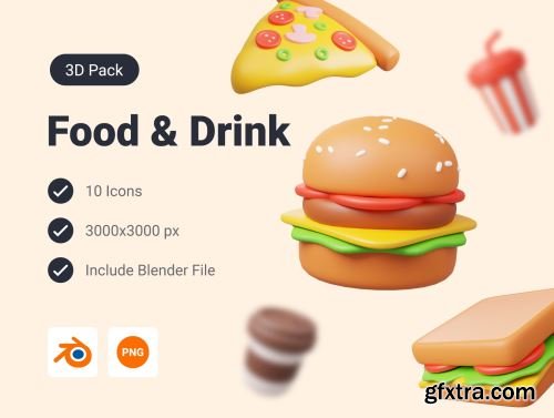 Food and Drink 3D Icon Pack Ui8.net