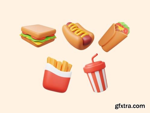 Food and Drink 3D Icon Pack Ui8.net