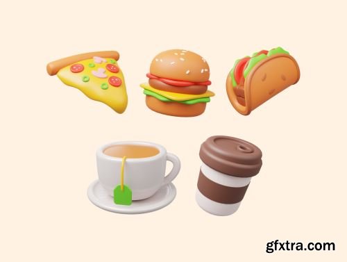 Food and Drink 3D Icon Pack Ui8.net