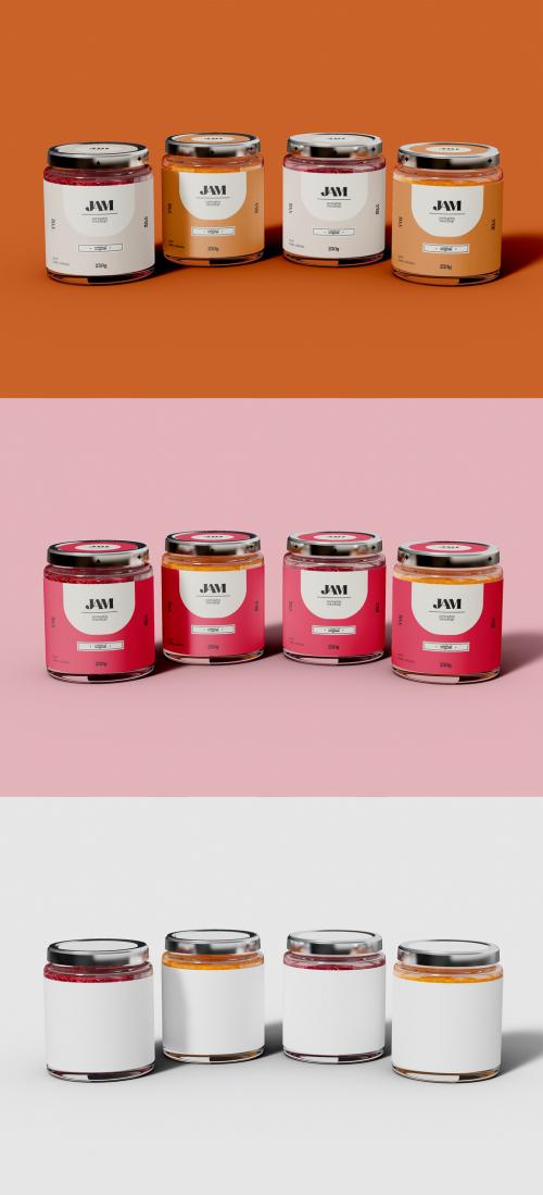 Four Small Jam Jar Mockup 641771685