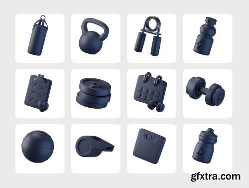 Fitness and Gym 3D Icons Ui8.net