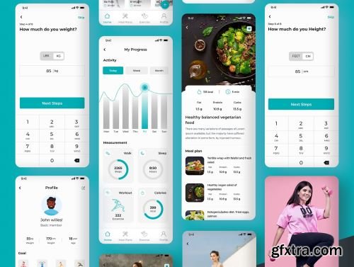FitMeal - Workouts & Meal Planner | Fitness Mobile UI Kit Ui8.net