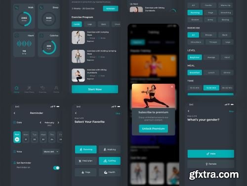 FitMeal - Workouts & Meal Planner | Fitness Mobile UI Kit Ui8.net