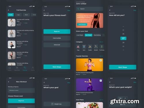 FitMeal - Workouts & Meal Planner | Fitness Mobile UI Kit Ui8.net