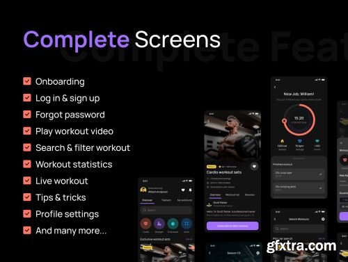 Fitly App - Modern Fitness App UI Design Kit Ui8.net