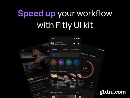 Fitly App - Modern Fitness App UI Design Kit Ui8.net