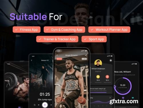 Fitly App - Modern Fitness App UI Design Kit Ui8.net