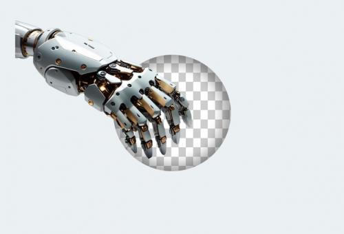 Premium PSD | Single robot hand on transparent background Premium PSD