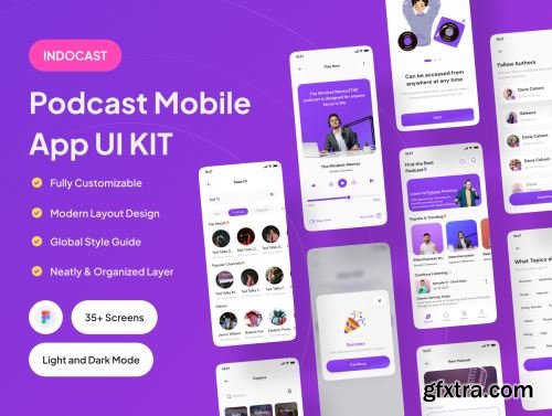 INDOCAST - Podcast Mobile App UI Kit Ui8.net