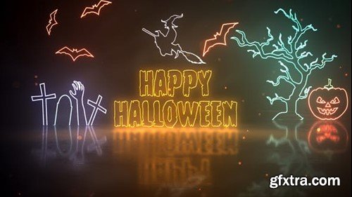 Videohive Halloween Neon Party Opener 48762286