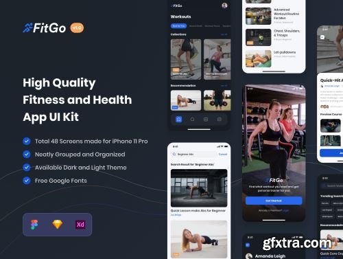 FitGo - Fitness and Health App UI Kit Ui8.net