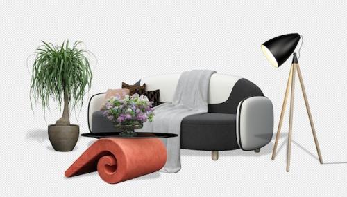 Premium PSD | Interior decoration set in 3d Premium PSD