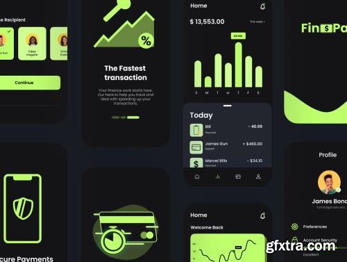 Finopay - Fintech Mobile App UI KIT Ui8.net