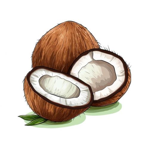 Premium Vector | Hand drawn coconut isolated white background Premium PSD