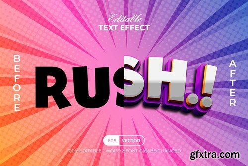 Rush 3D Text Effect Comic Style 356P5JH