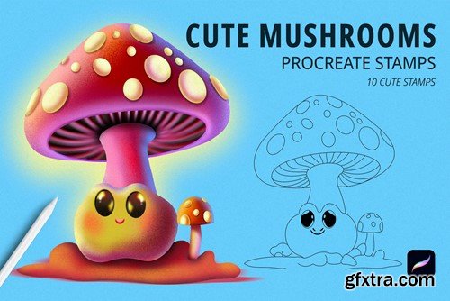 Cute Mushrooms Stamps for Procreate P6XMTCR