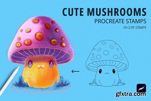 Cute Mushrooms Stamps for Procreate P6XMTCR