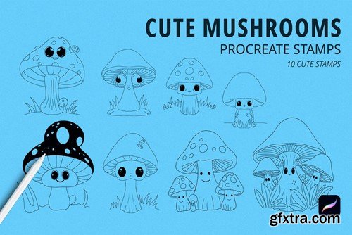 Cute Mushrooms Stamps for Procreate P6XMTCR