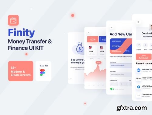 Finity App UI Kit For Banking, Finance and Money Transfer Kit Ui8.net