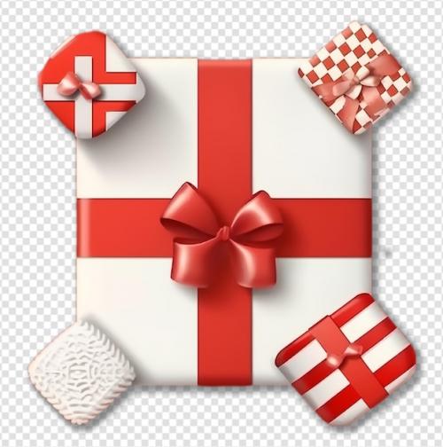 Premium PSD | Red and white gift box decoration with view above Premium PSD