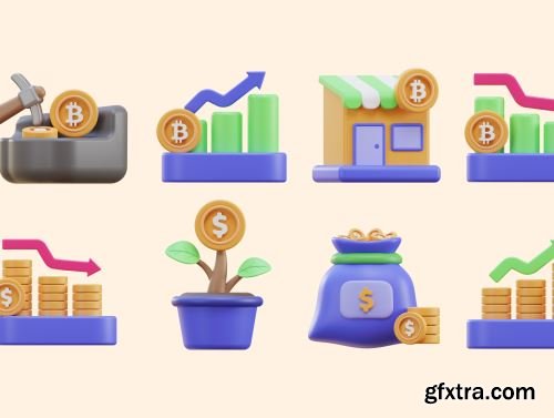 Finance & Crypto 3D Icon Pack Ui8.net