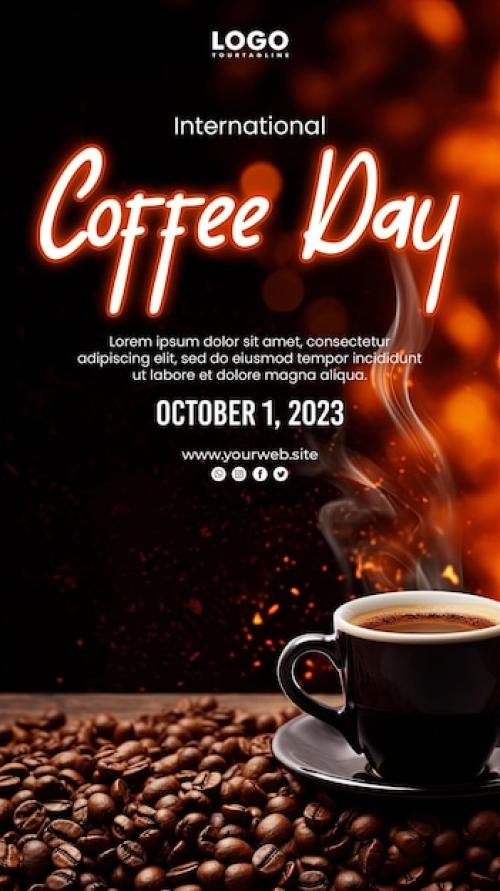 Premium PSD | International coffee day background and coffee poster Premium PSD