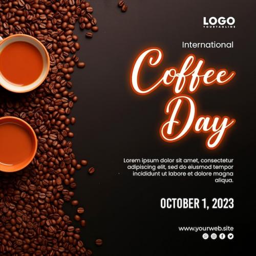 Premium PSD | International coffee day background and coffee poster Premium PSD