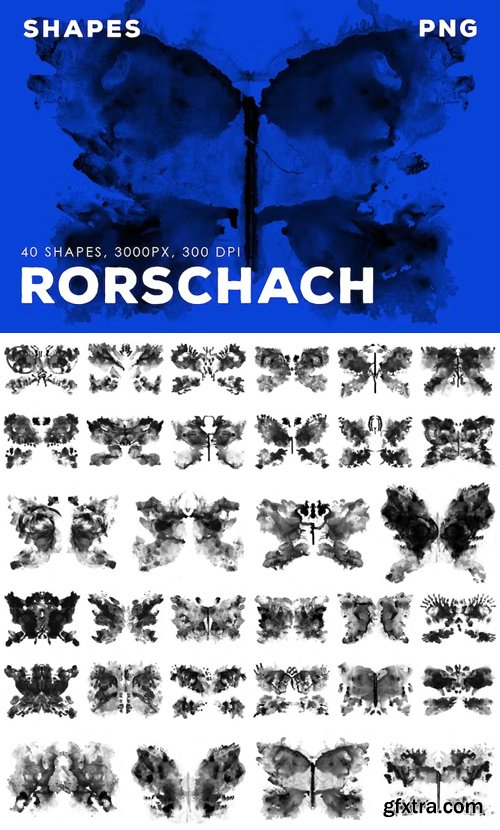 40 Rorschach PNG Ink Shapes