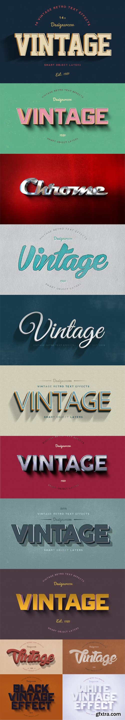 14 Vintage Retro Text Effects