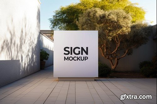 Square Signboard Mockup 42JZBKU