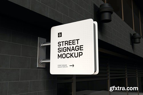 Hanging Outdoor Signage Wall Mockup 84WNV8J