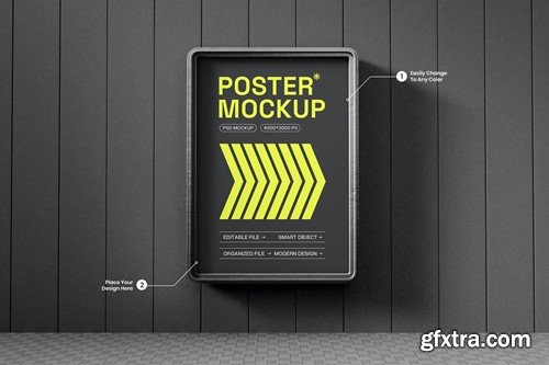 Advertising Street Wall Poster Mockup KYQAXTZ