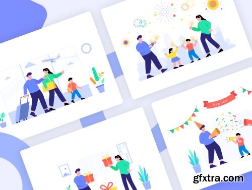 Family Party Illustrations KIT Ui8.net