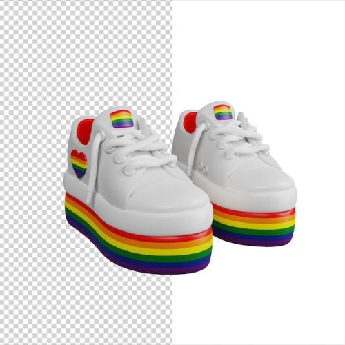 Premium PSD | Rainbow shoes pride month 3d render icon Premium PSD