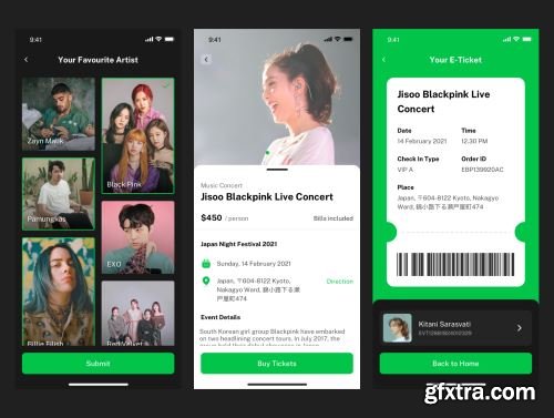 Evently - Event & Tickets App UI Kit Ui8.net