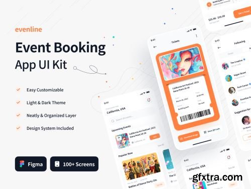 Evenline - Event Booking App UI Kit Ui8.net