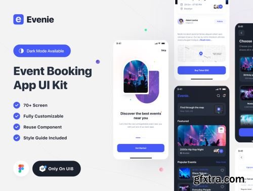 Evenie - Event Booking App UI Kit Ui8.net