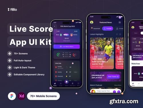 Filllo Live Score App UI Kit Ui8.net