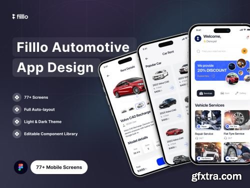 Filllo Automotive App UI Kit Ui8.net