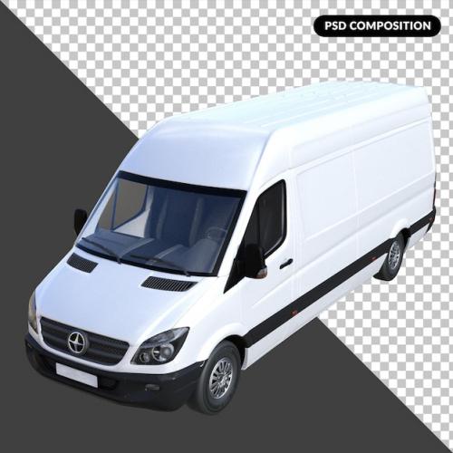 Premium PSD | Van car isolated 3d Premium PSD