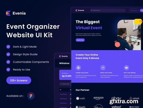 Evenia - Event Organizer Marketplace Website UI Kit Ui8.net