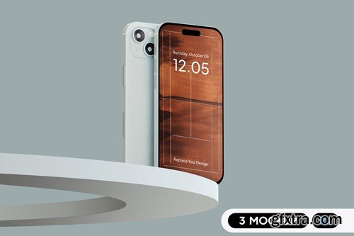 Stylish Blue iPhone 15 Mockup AX3K9ET