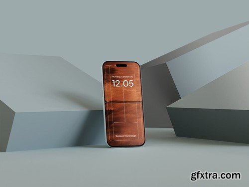 Stylish Blue iPhone 15 Mockup AX3K9ET