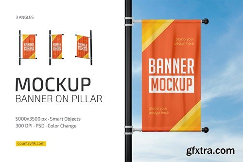 Banner on Pillar Mockup Set 8N73PR3