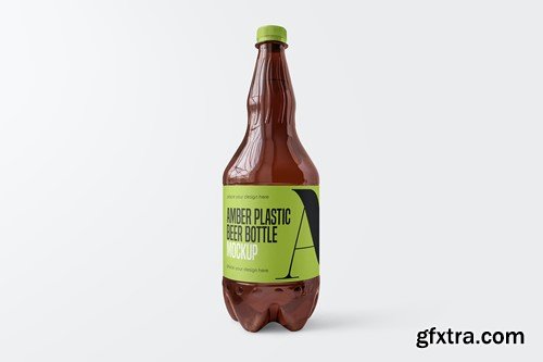 Amber Plastic Beer Bottle Mockup HJPTEU5