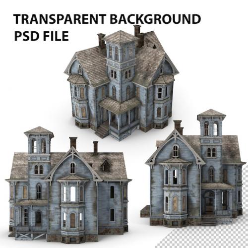 Premium PSD | Old haunted house png Premium PSD