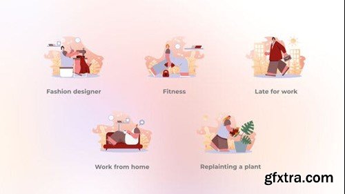 Videohive Work from Home - Body Positive  Flat Concept 48849920